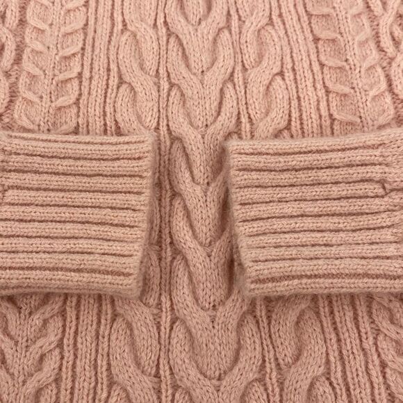Ann Taylor Fisherman's Cable Alpaca Wool‎ Blend High Low Sweater Pullover Pink S - Picture 4 of 9